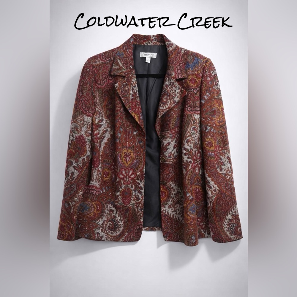 Coldwater Creek Rust Paisley Blazer Vintage Jacket